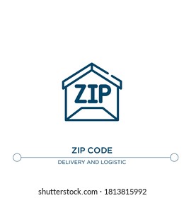 Zip Code Outline Vector Icon. Simple Element Illustration. Zip Code Outline Icon From Editable Delivery Concept. Can Be Used For Web And Mobile
