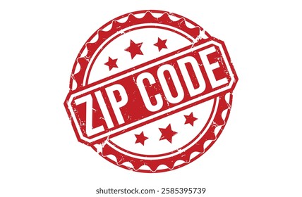 ZIP CODE red rubber stamp vector design.