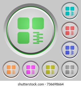 Zip component color icons on sunk push buttons