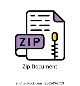 Zip Document vector Filled outline Design illustration. Symbol on White background EPS 10 File 