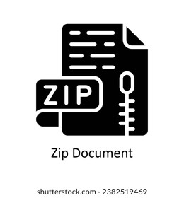 Zip Document vector  Solid Design illustration. Symbol on White background EPS 10 File 