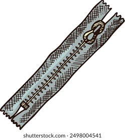 Zip fastener color drawing. Clothes locker illustration