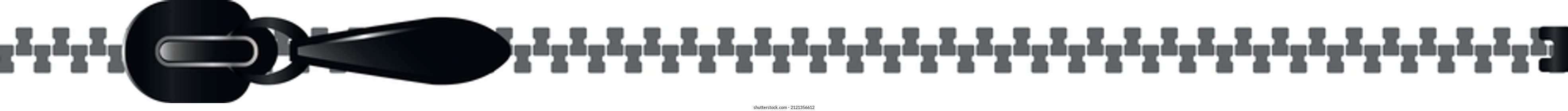 Zip fastener. Opening metal zipper. with decorative slider
