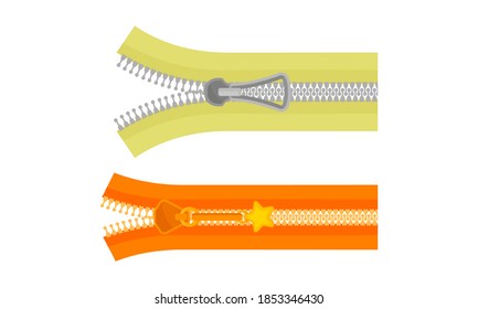 Zip Fastener con Dientes sobresalientes y conjunto de vectores deslizantes