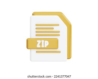 Archivo Zip con dibujos animados de iconos vectoriales 3d estilo mínimo