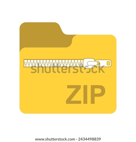 ZIP file folder icon. Zipped compressed file and folder. Archive document type. Modern flat design graphic illustration. Vector ZIP icon