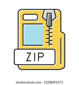 zip file format document color icon vector. zip file format document sign. isolated symbol illustration