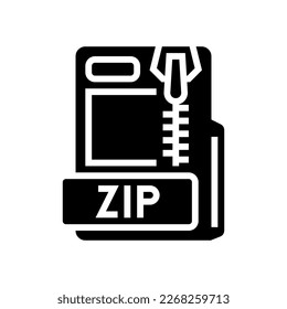 zip file format document glyph icon vector. zip file format document sign. isolated symbol illustration