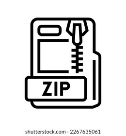 zip file format document line icon vector. zip file format document sign. isolated contour symbol black illustration