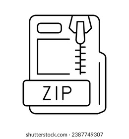 zip file format document line icon vector. zip file format document sign. isolated contour symbol black illustration