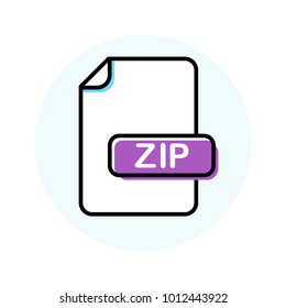 ZIP file format, extension color line icon. Vector illustration