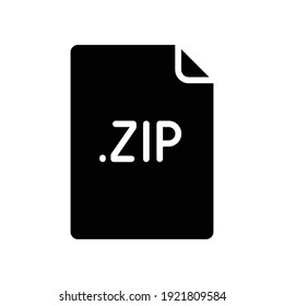 ZIP file format glyph icon. Linear style sign for mobile concept and web design. Simple solid symbol. Vector illustration isolated on white background. EPS 10.