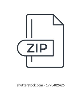 ZIP File Format Icon. ZIP extension line icon.