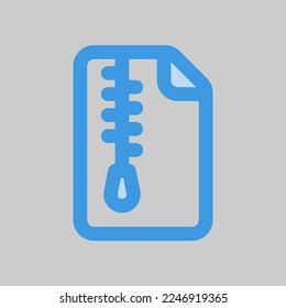 Icono de archivo Zip en azul, utilizado para presentación de aplicaciones móviles del sitio web