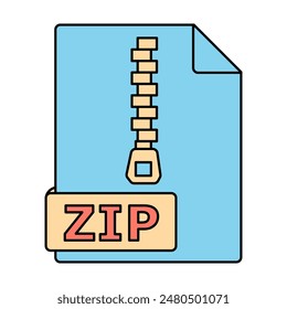 Zip File Icon. Downloadable Compressed Data Archive Symbol