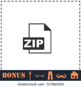 ZIP file icon flat. Simple vector symbol and bonus icon