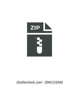 Icono de archivo Zip aislado de estilo plano. Diseño de ilustración vectorial.