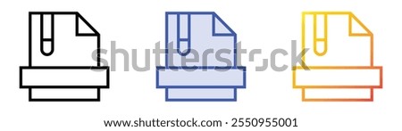 zip file icon. Linear, Blue Fill and Gradient Style Design Isolated On White Background