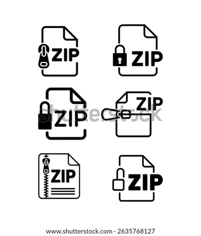 ZIP file icon in minimal outline design. Editable stroke. stock illustration.eps