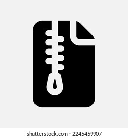 Zip file icon in solid style, use for website mobile app presentation