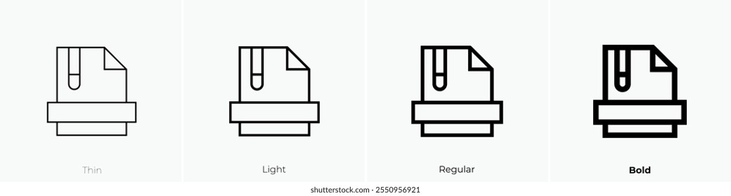 zip file icon. Thin, Light Regular And Bold style design isolated on white background