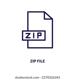 zip file icon from user interface collection. Thin linear zip file, document, file outline icon isolated on white background. Line vector zip file sign, symbol for web and mobile