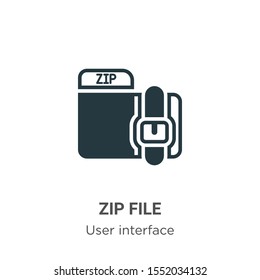 Zip file vector icon on white background. Flat vector zip file icon symbol sign from modern user interface collection for mobile concept and web apps design.