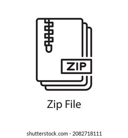 Zip File vector outline Icon Design illustration. Web And Mobile Application Symbol on White background EPS 10 File