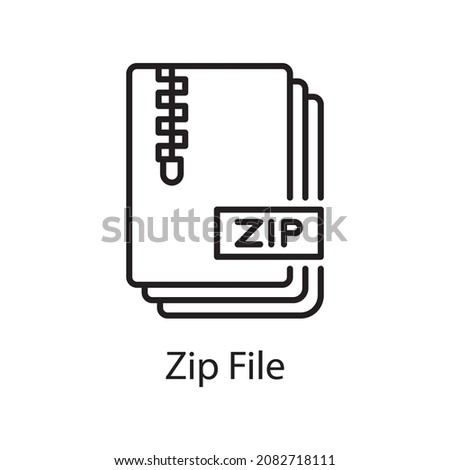 Zip File vector outline Icon Design illustration. Web And Mobile Application Symbol on White background EPS 10 File