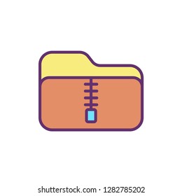 Zip folder flat vector icon sign symbol
