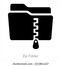 Zip Folder And Folder Icon Concept