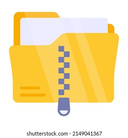 Zip Folder Icon, Editable Vector