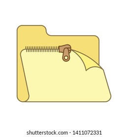 zip folder icon, flat outlined style, vector