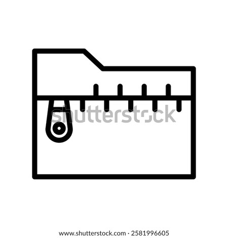 Zip folder icon Flat vector set outline