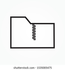Zip Folder - Line Vector Icon