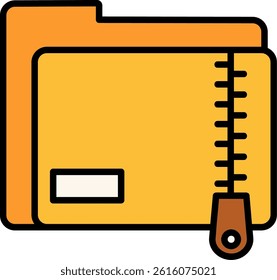 Zip Folder Line Vector Icon Design