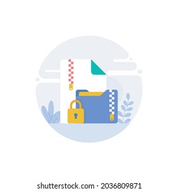 Zip Folder vector flat conceptual icon style illustration. EPS 10 File 