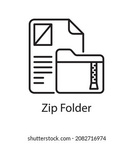 Zip Folder vector outline Icon Design illustration. Web And Mobile Application Symbol on White background EPS 10 File