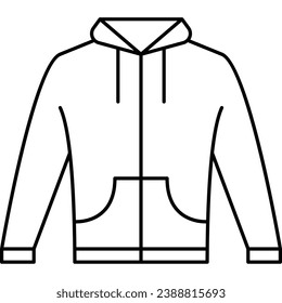 Zip hoody, thin line web icon. Outline icon. Simple vector illustration.