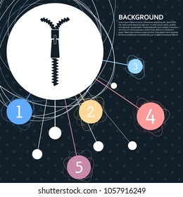Zip icon with the background to the point and with infographic style. Vector illustration