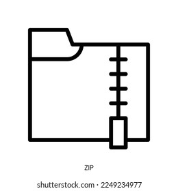 zip icon. Line Art Style Design Isolated On White Background