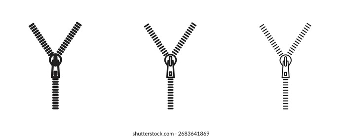 Icono de Zip, signo de contorno, símbolos lineales