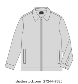 CHAQUETA CON CREMALLERA DE COLOR MARRÓN OSCURO ESTILO LIMPIO. Hombres chaqueta con cremallera minimalista Vector dibujo técnico. Vector de boceto plano de ropa exterior casual para hombre. Ilustración vectorial de chaqueta de moda CAD para hombre. Vector plano de diseño de ropa de chaqueta con cremallera para hombre.