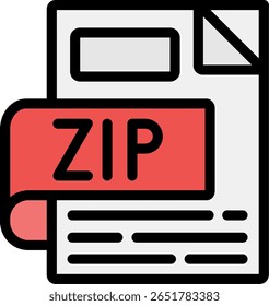 Design de ícone de linha ZIP preenchida