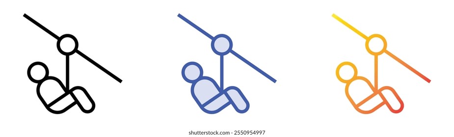 Icono de la línea del zip. Lineal, relleno azul y diseño de estilo degradado aislado sobre fondo blanco
