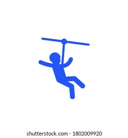 Zip Line Icon On White, Vector Sign