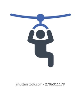 Zip line icon on white background