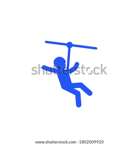 zip line icon on white, vector sign