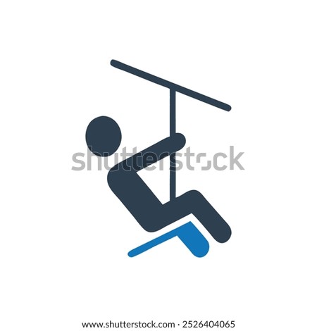 Zip line icon, Person Riding Zipline Icon