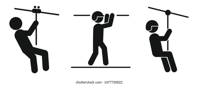 Zip Line Icons Set. Simple Set Of Zip Line Vector Icons For Web Design On White Background